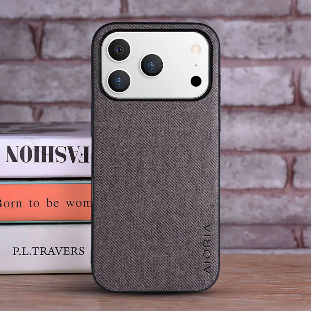 Luxury Textile Leather Case for iPhone 17 Pro Max - Fashionable Protective Cover
