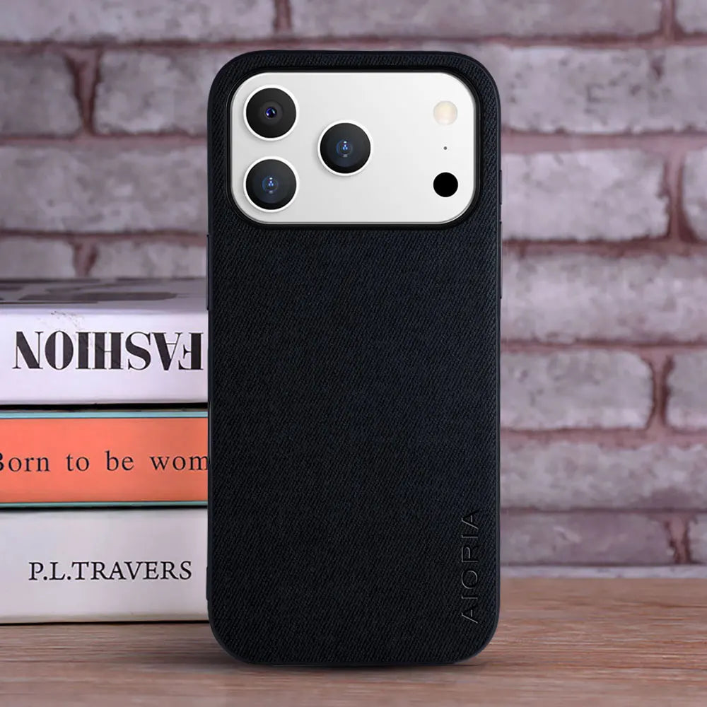 Luxury Textile Leather Case for iPhone 17 Pro Max - Fashionable Protective Cover