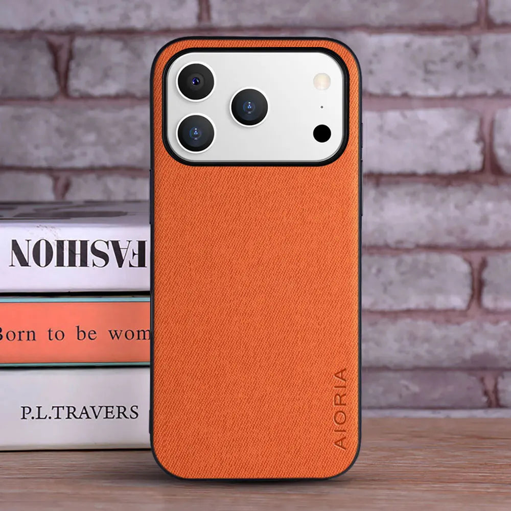 Luxury Textile Leather Case for iPhone 17 Pro Max - Fashionable Protective Cover