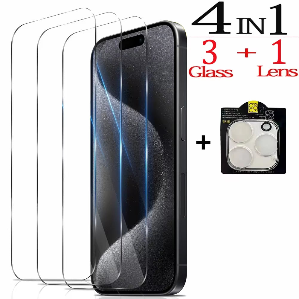 9H Camera Lens & Screen Protector for Iphone 17 16 15 Pro Max Tempered Glass for Apple Iphone 15 14 13 Pro Screen Protectors Iphone15 plus Pelicula Cristal Temperado Iphone16 Phone Front Film Iphone 11 12 13 Mini Verre