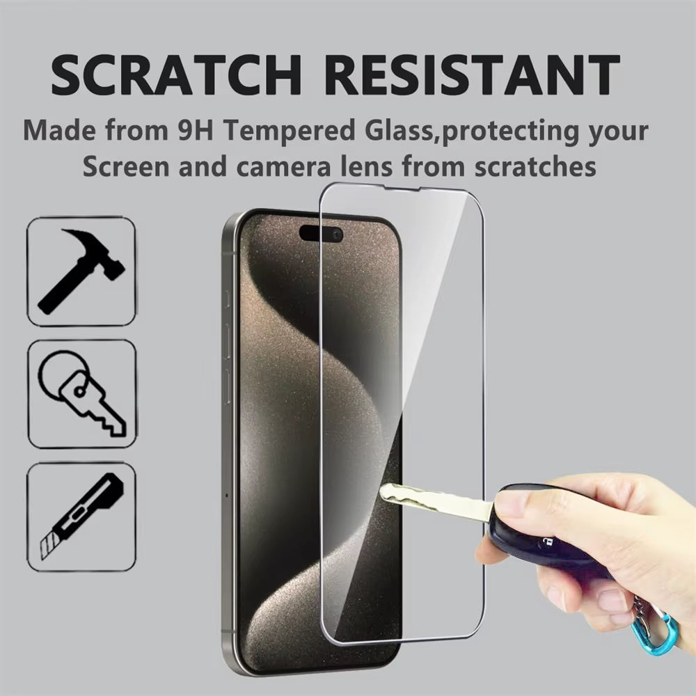 9H Camera Lens & Screen Protector for Iphone 17 16 15 Pro Max Tempered Glass for Apple Iphone 15 14 13 Pro Screen Protectors Iphone15 plus Pelicula Cristal Temperado Iphone16 Phone Front Film Iphone 11 12 13 Mini Verre