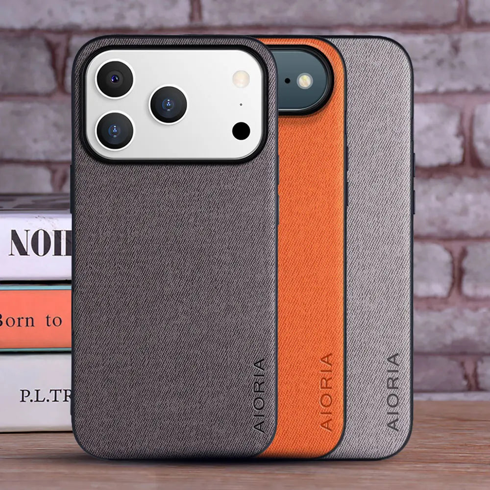 Luxury Textile Leather Case for iPhone 17 Pro Max - Fashionable Protective Cover