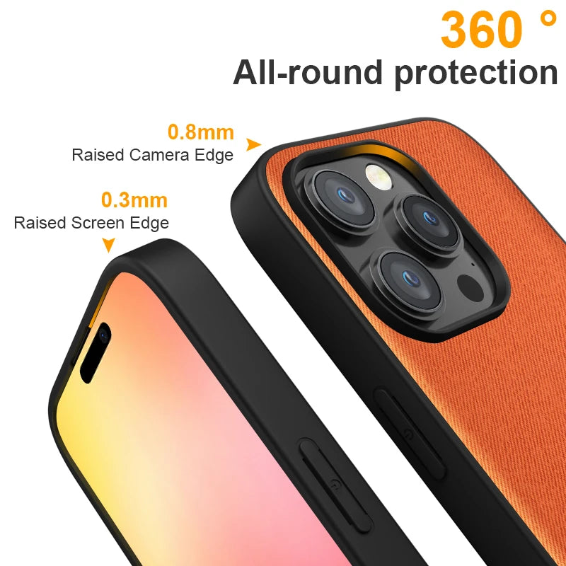 Luxury Textile Leather Case for iPhone 17 Pro Max - Fashionable Protective Cover