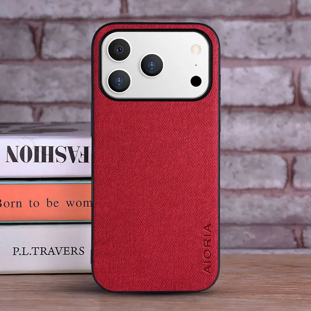 Luxury Textile Leather Case for iPhone 17 Pro Max - Fashionable Protective Cover