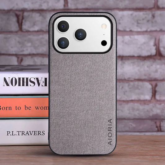 Luxury Textile Leather Case for iPhone 17 Pro Max - Fashionable Protective Cover
