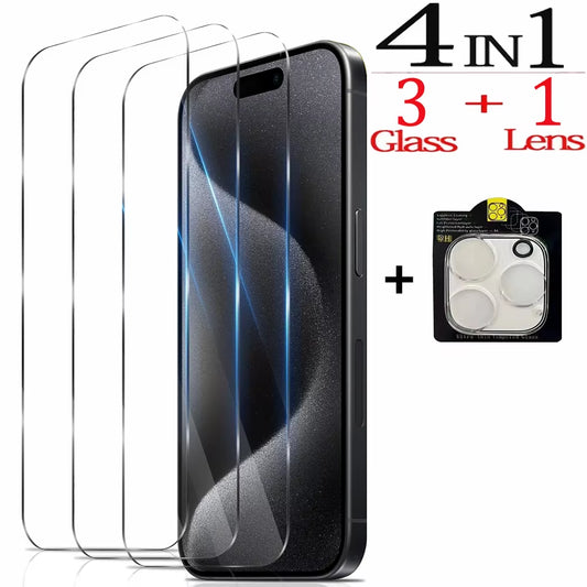 9H Camera Lens & Screen Protector for Iphone 17 16 15 Pro Max Tempered Glass for Apple Iphone 15 14 13 Pro Screen Protectors Iphone15 plus Pelicula Cristal Temperado Iphone16 Phone Front Film Iphone 11 12 13 Mini Verre